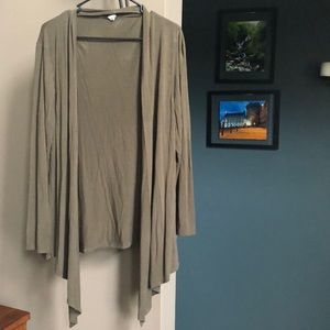 Asymmetrical Olive Green Open Front Cardigan